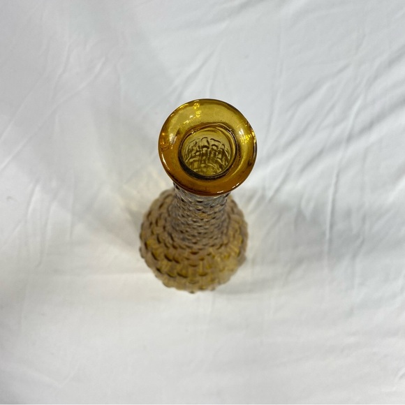 Vintage Dark Amber Wax Drip 60’s Genie Bottle Elongated Vase / Decanter - Picture 3 of 3
